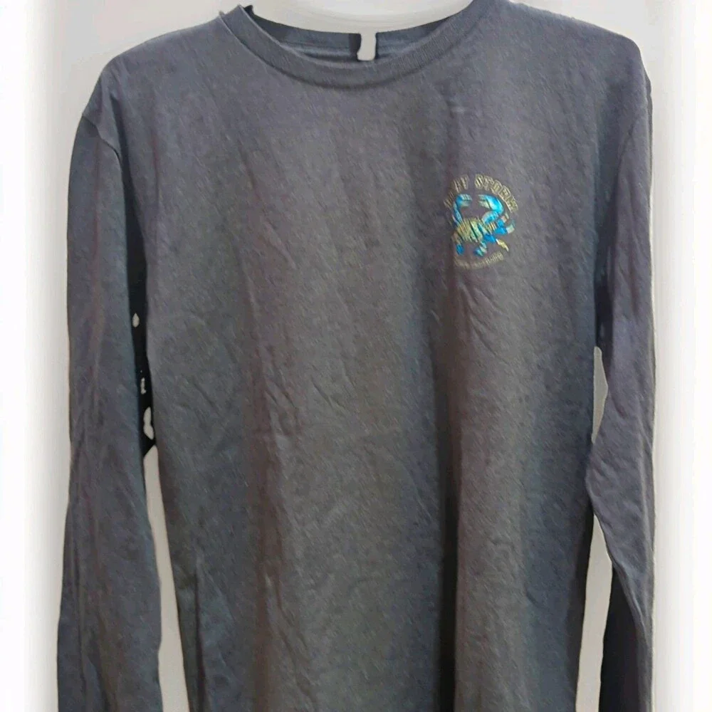 Quiet Storm Ocean City MD Crab Graphic Gray Long Sleeve Crew Neck T-Shirt M